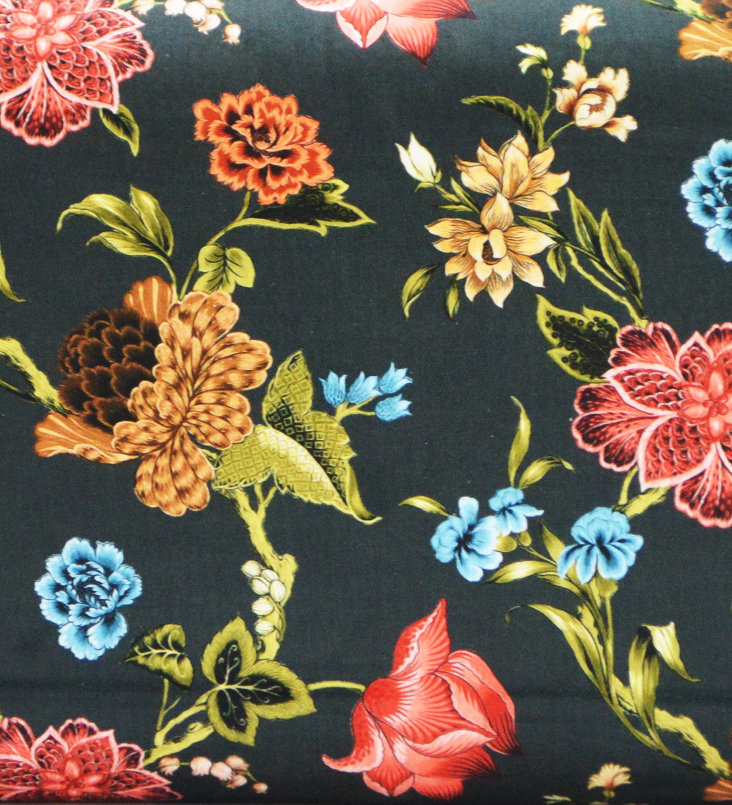 Veda Upholstered Bench (Organic Floral Pattern Black)