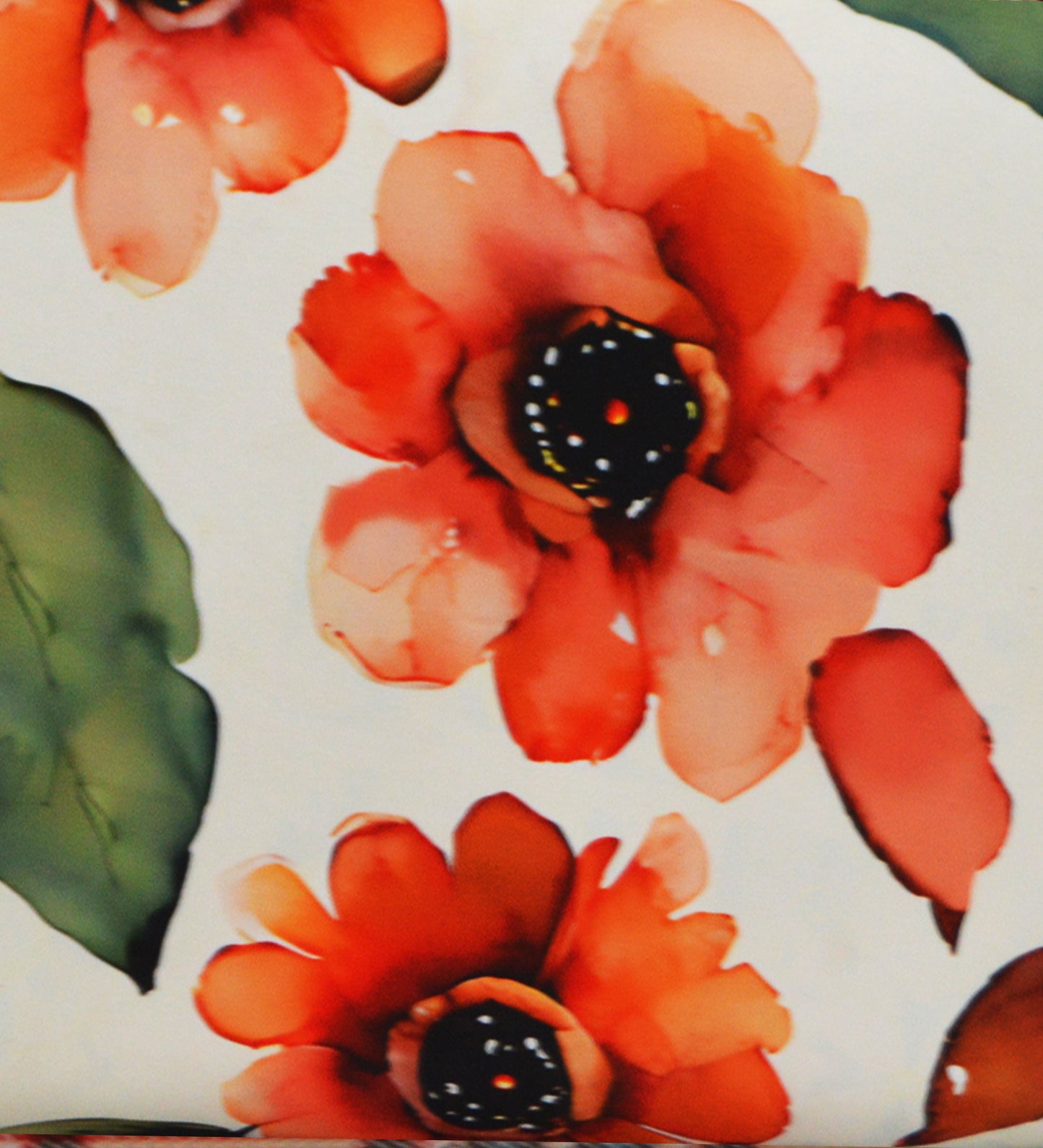 Veda Upholstered Bench (Organic Floral Pattern Orange Flower)