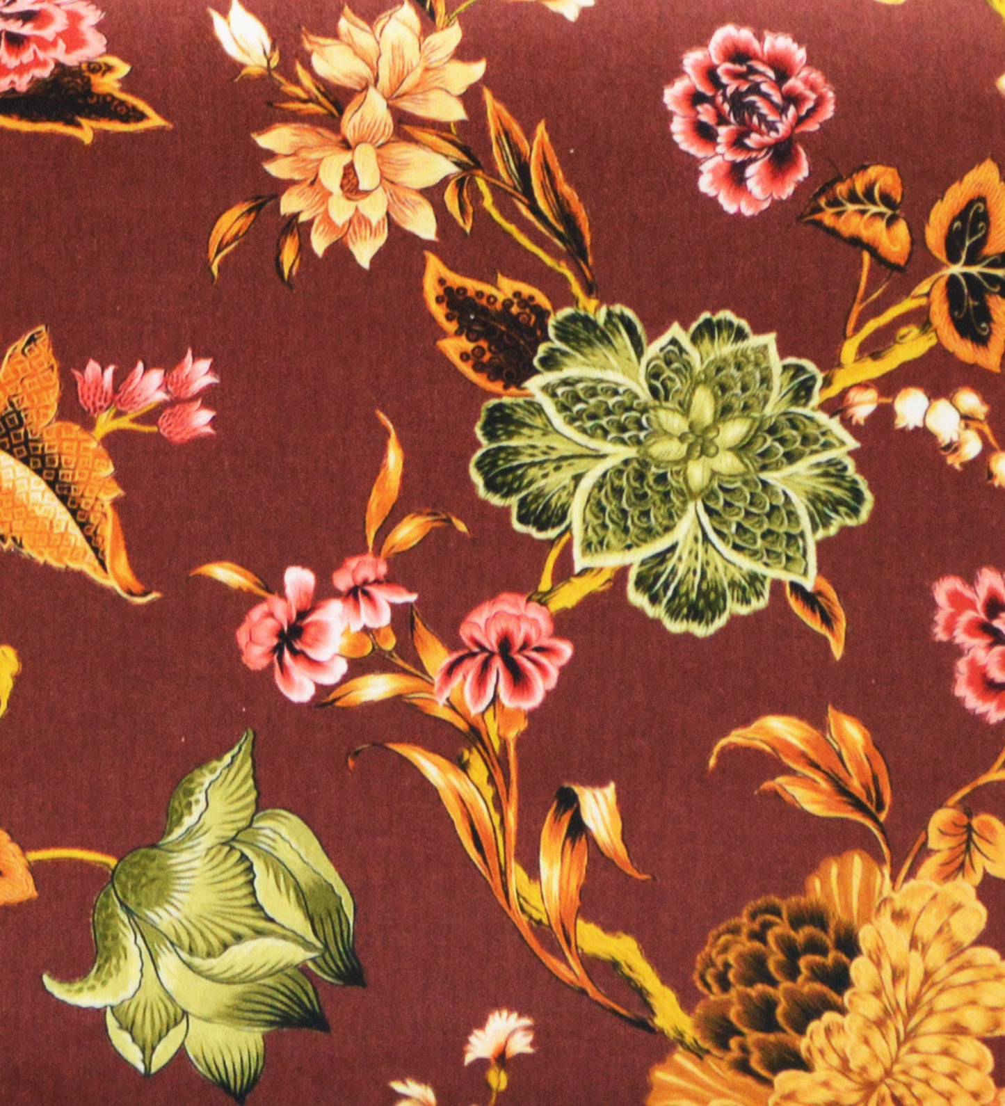 Veda Upholstered Bench (Organic Floral Maroon)