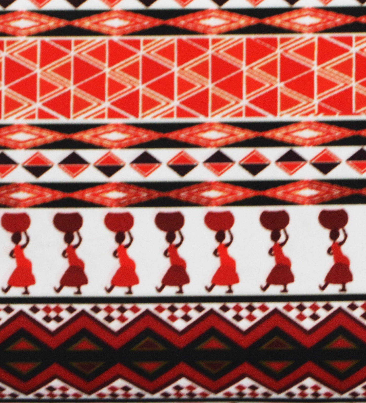 Veda Upholstered Bench (Tribal Geometric Print)