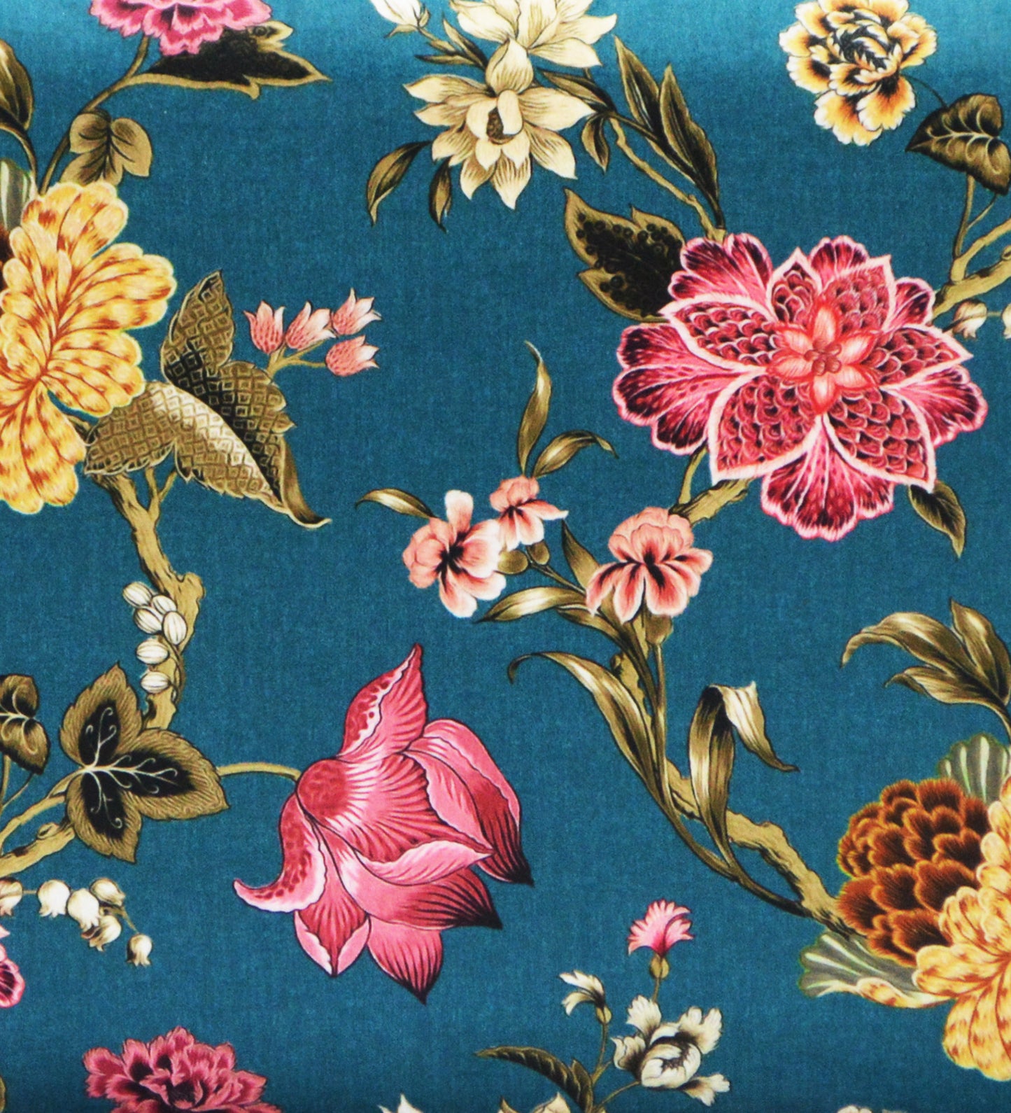 Veda Upholstered Bench (Organic Floral Pattern Blue)