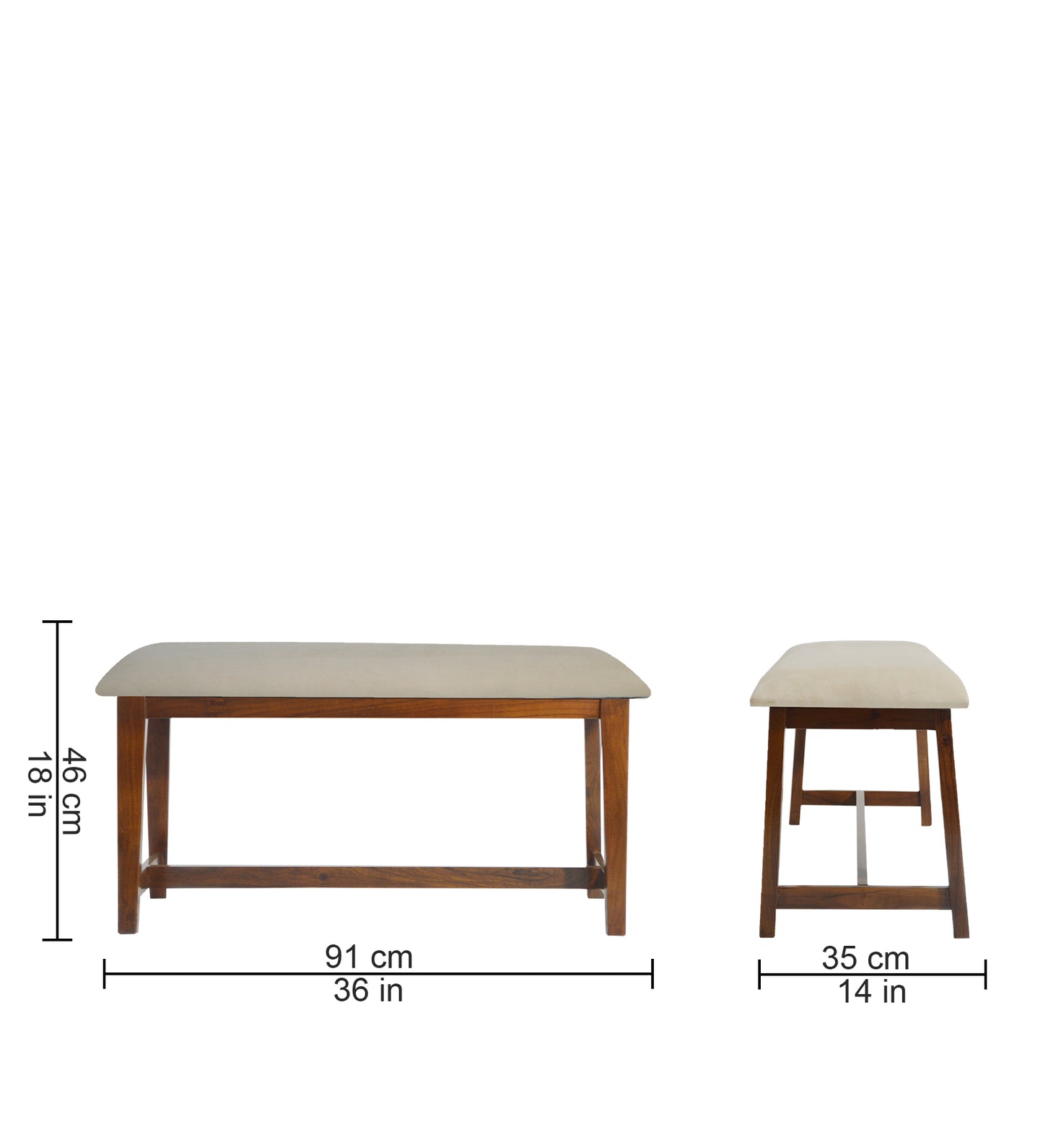 Veda Upholstered Bench (Beige)