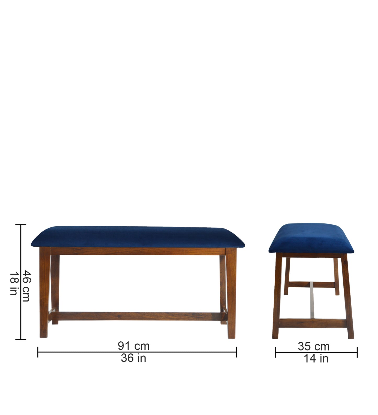 Veda Upholstered Bench (Navy Blue)