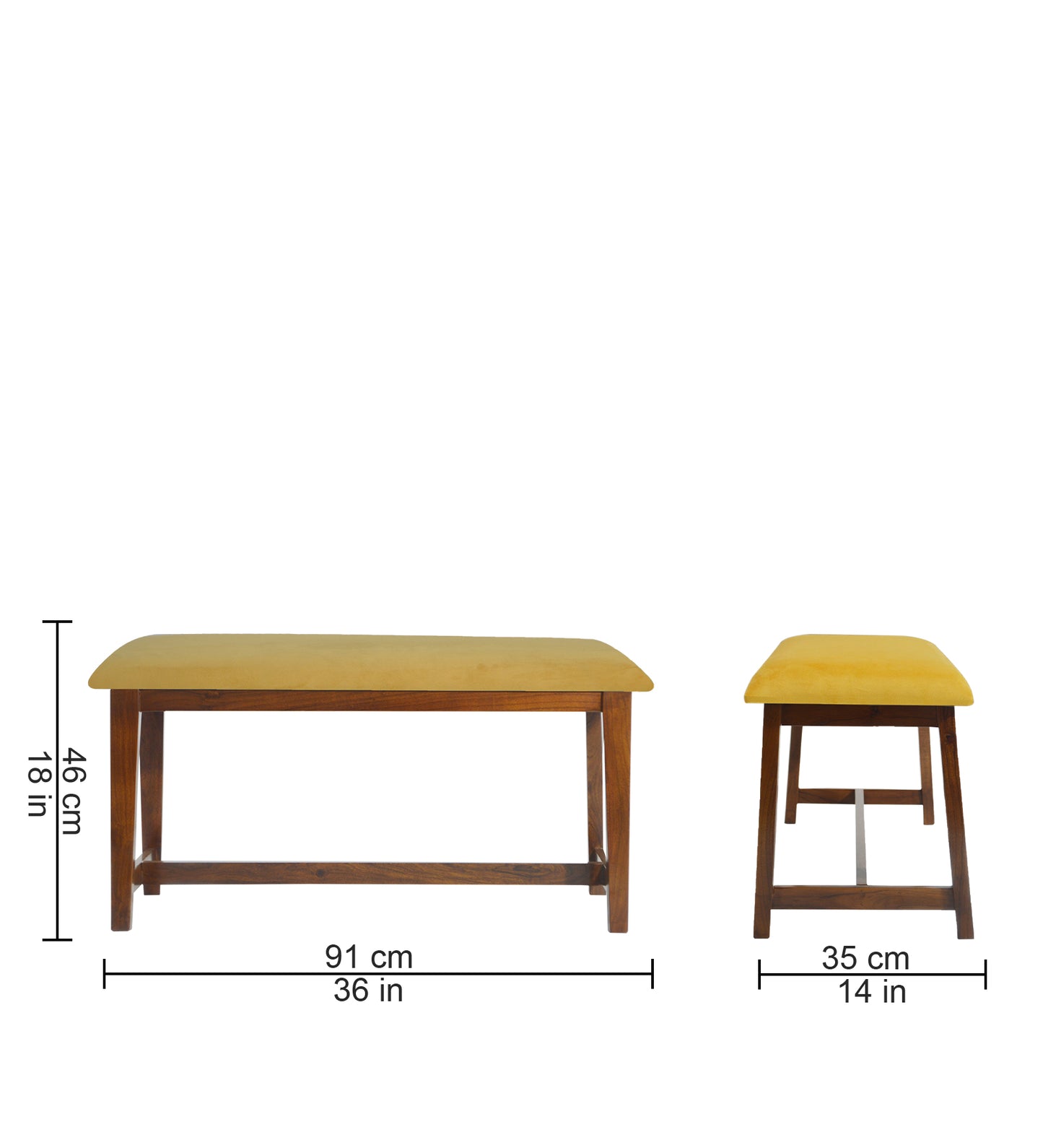 Veda Upholstered Bench (Yellow)