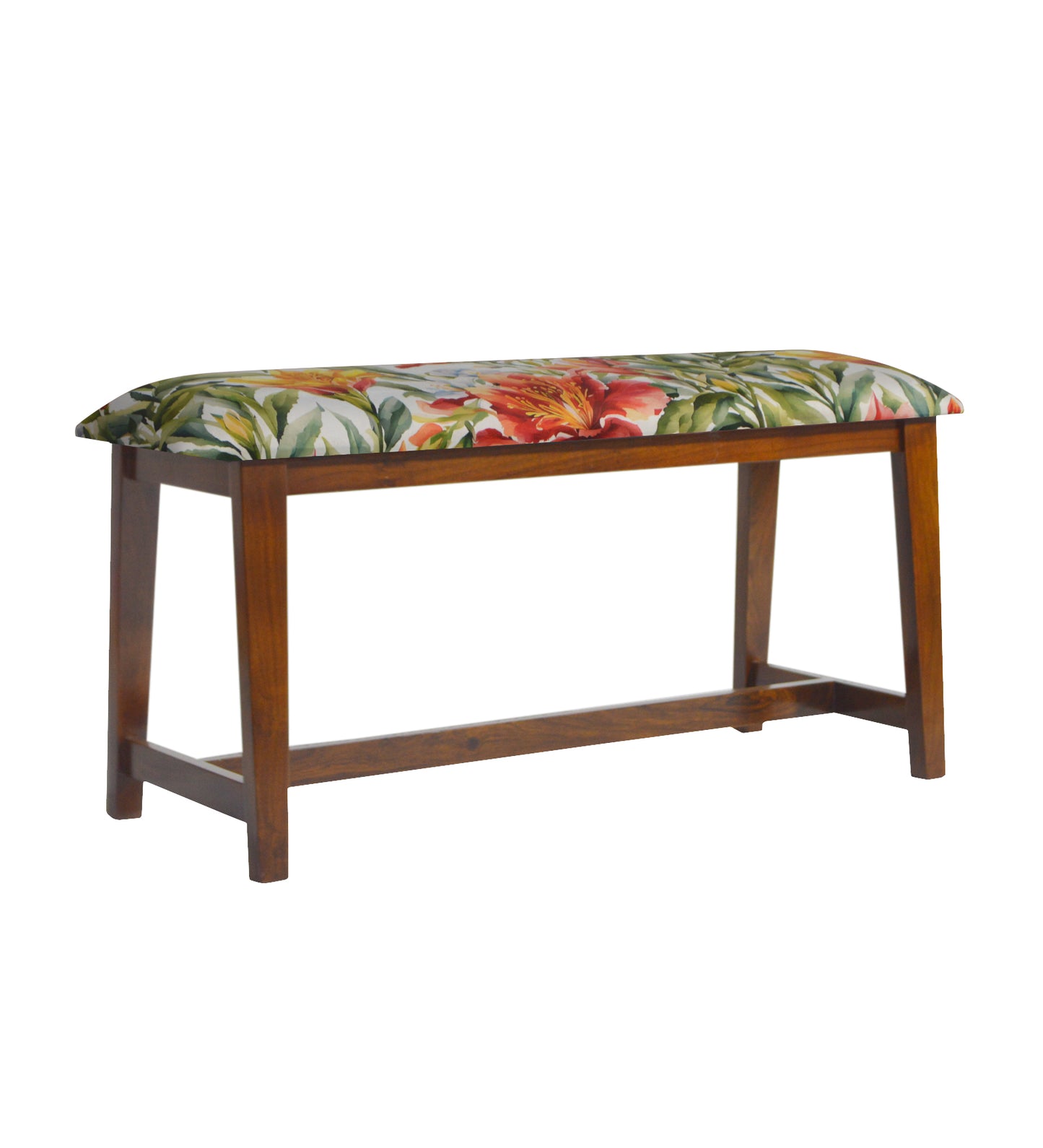 Veda Upholstered Bench (Organic Floral Pattern Tropical Floral)