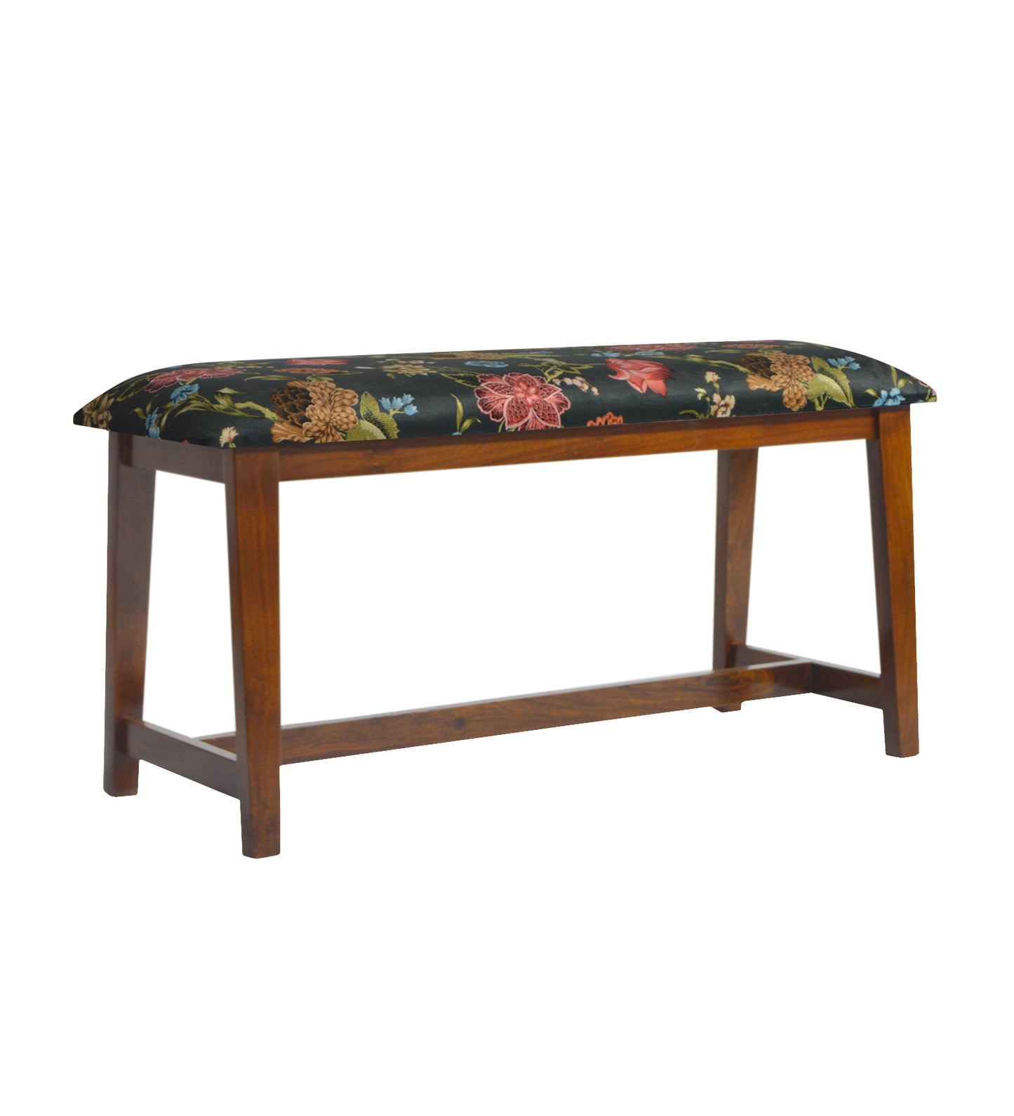 Veda Upholstered Bench (Organic Floral Pattern Black)