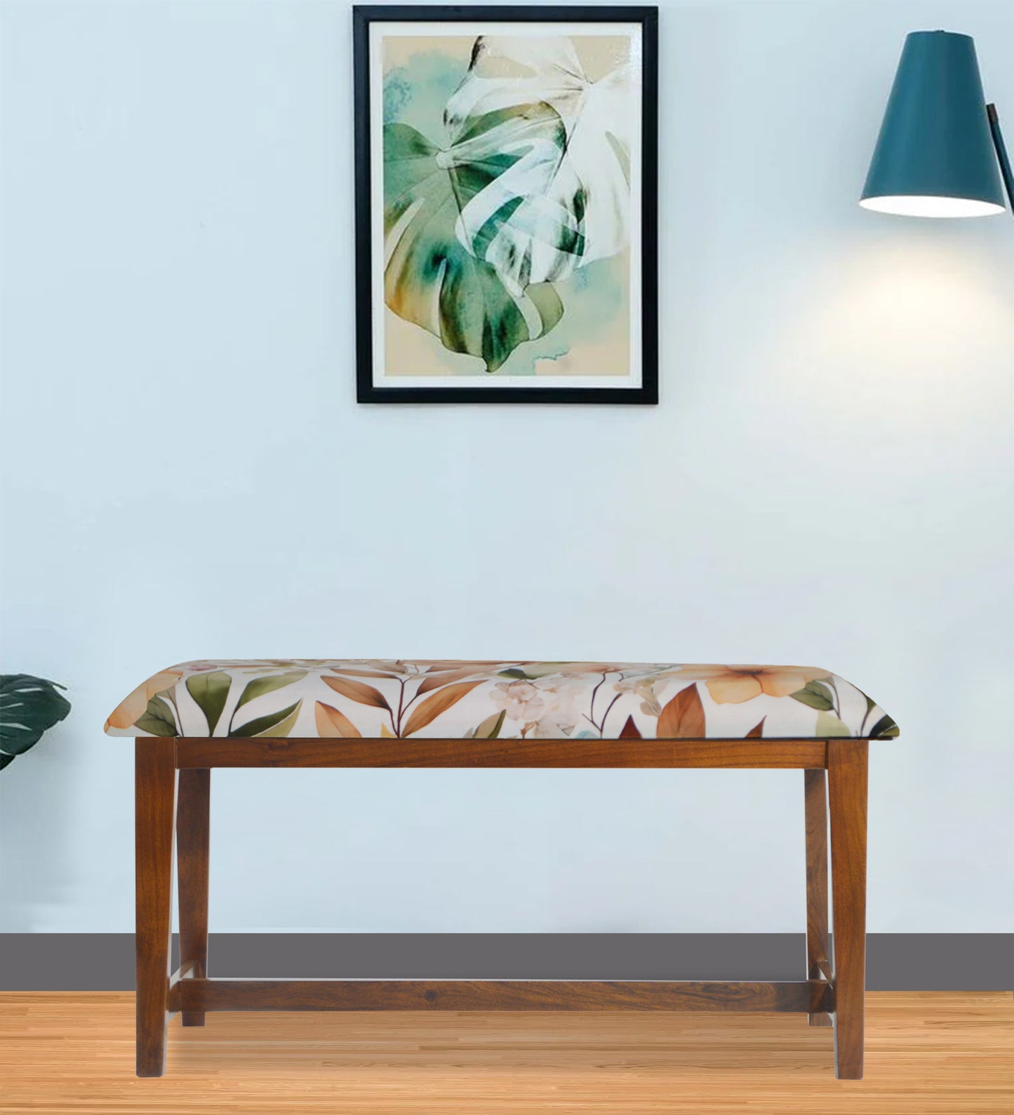 Veda Upholstered Bench (Fall Foliage Print)