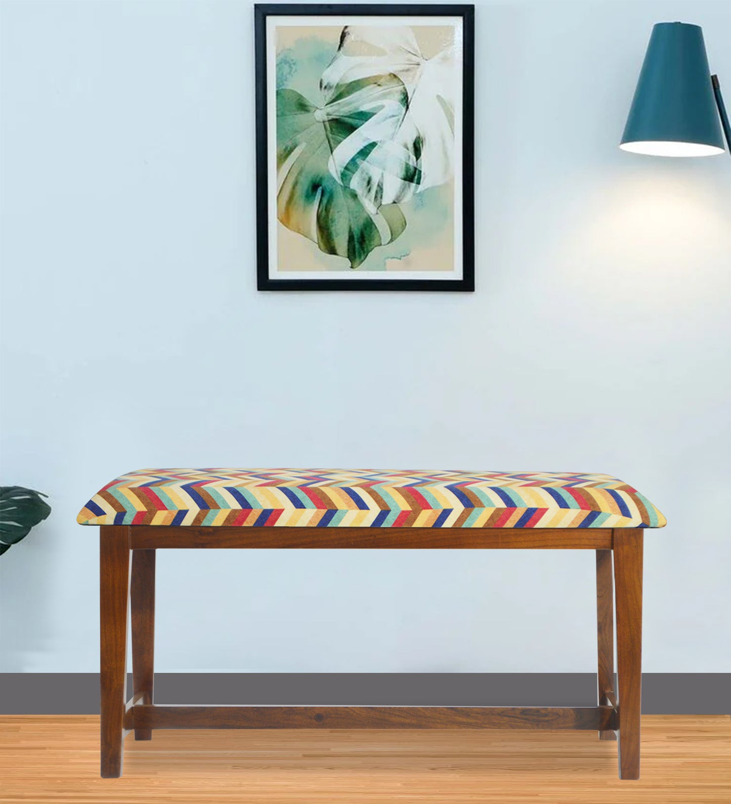 Veda Upholstered Bench (Zigzag Chevron Pattern)
