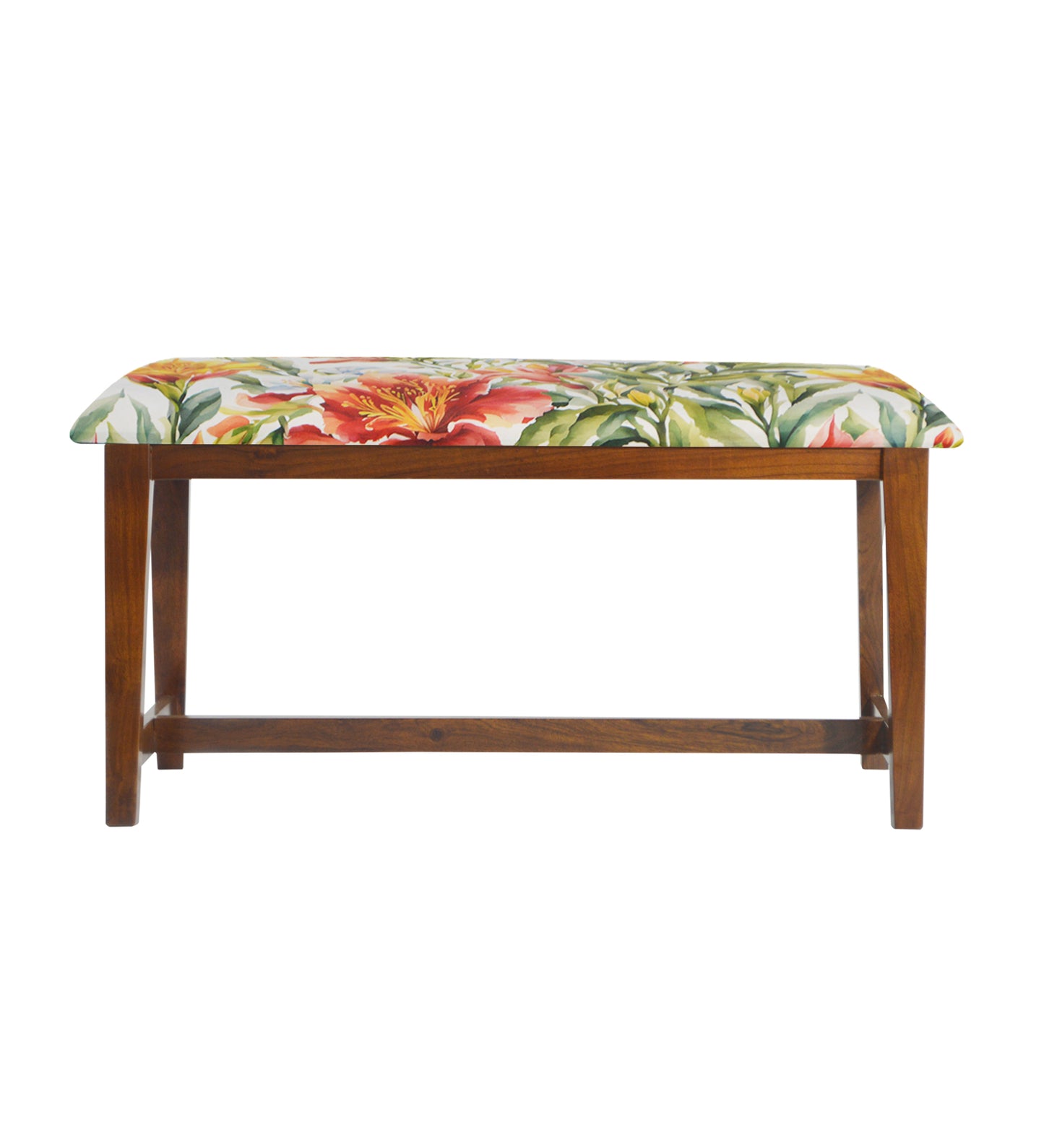 Veda Upholstered Bench (Organic Floral Pattern Tropical Floral)