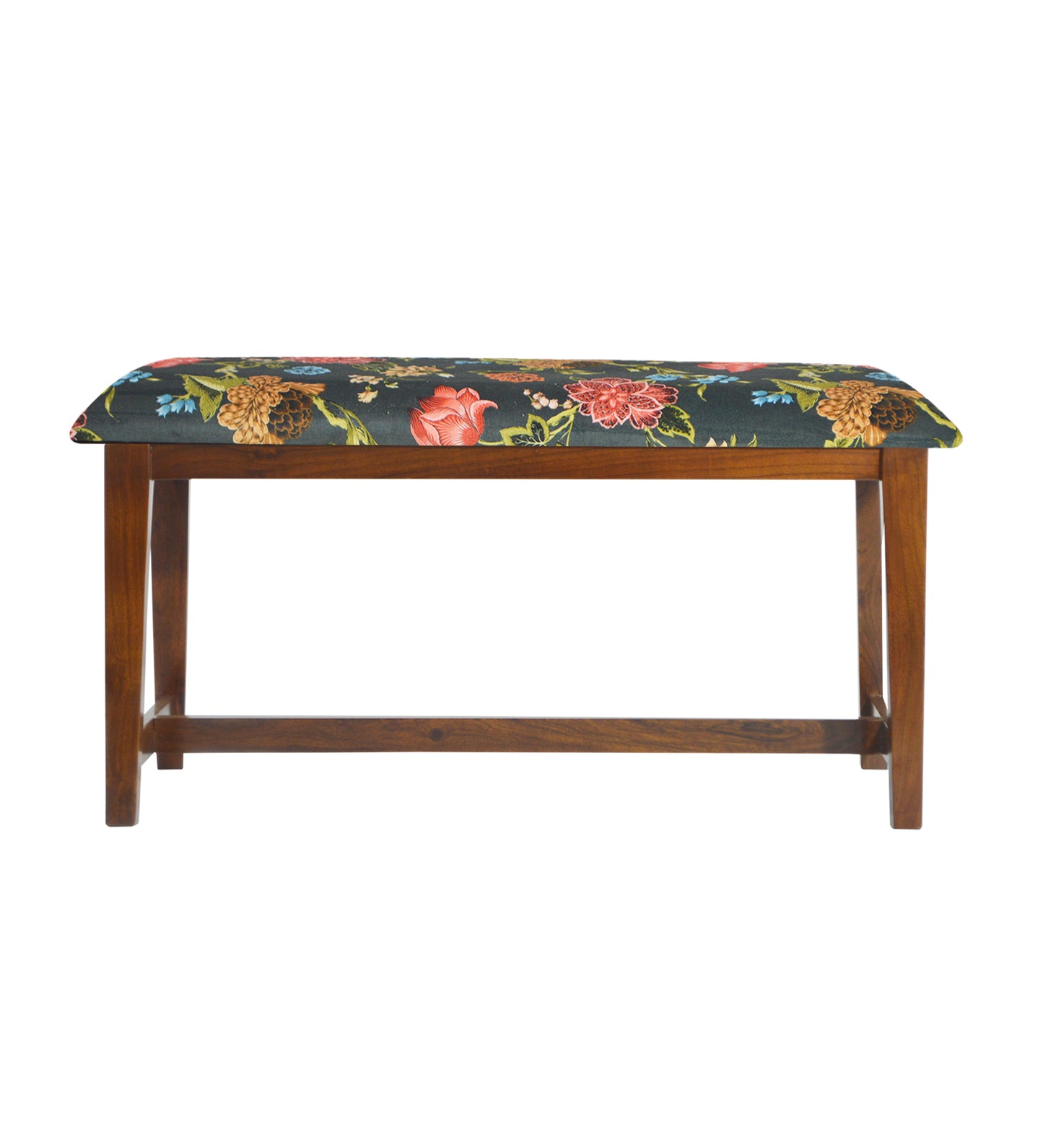 Veda Upholstered Bench (Organic Floral Pattern Black)