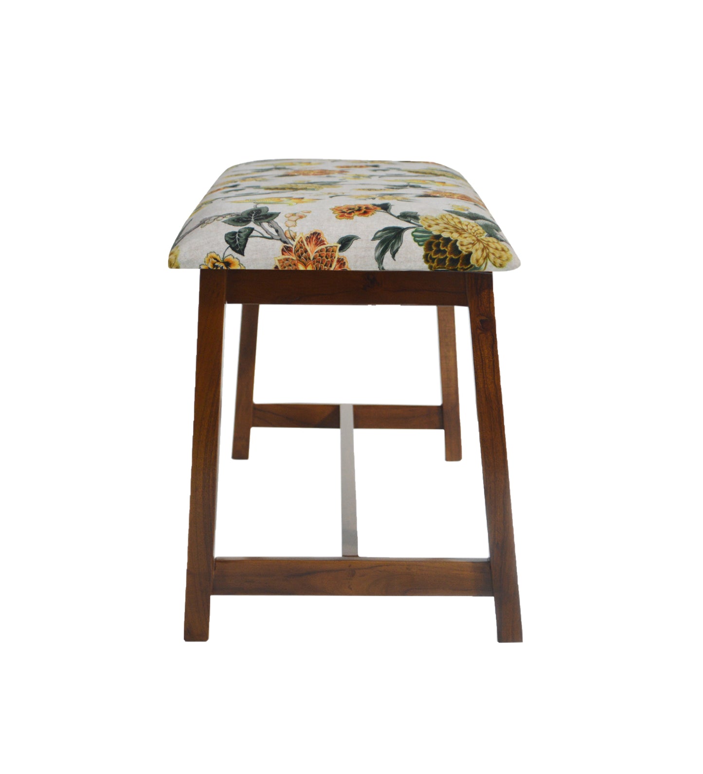 Veda Upholstered Bench (Organic Floral Pattern White)