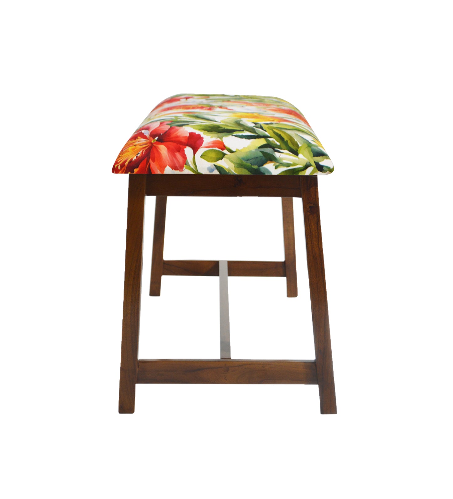 Veda Upholstered Bench (Organic Floral Pattern Tropical Floral)