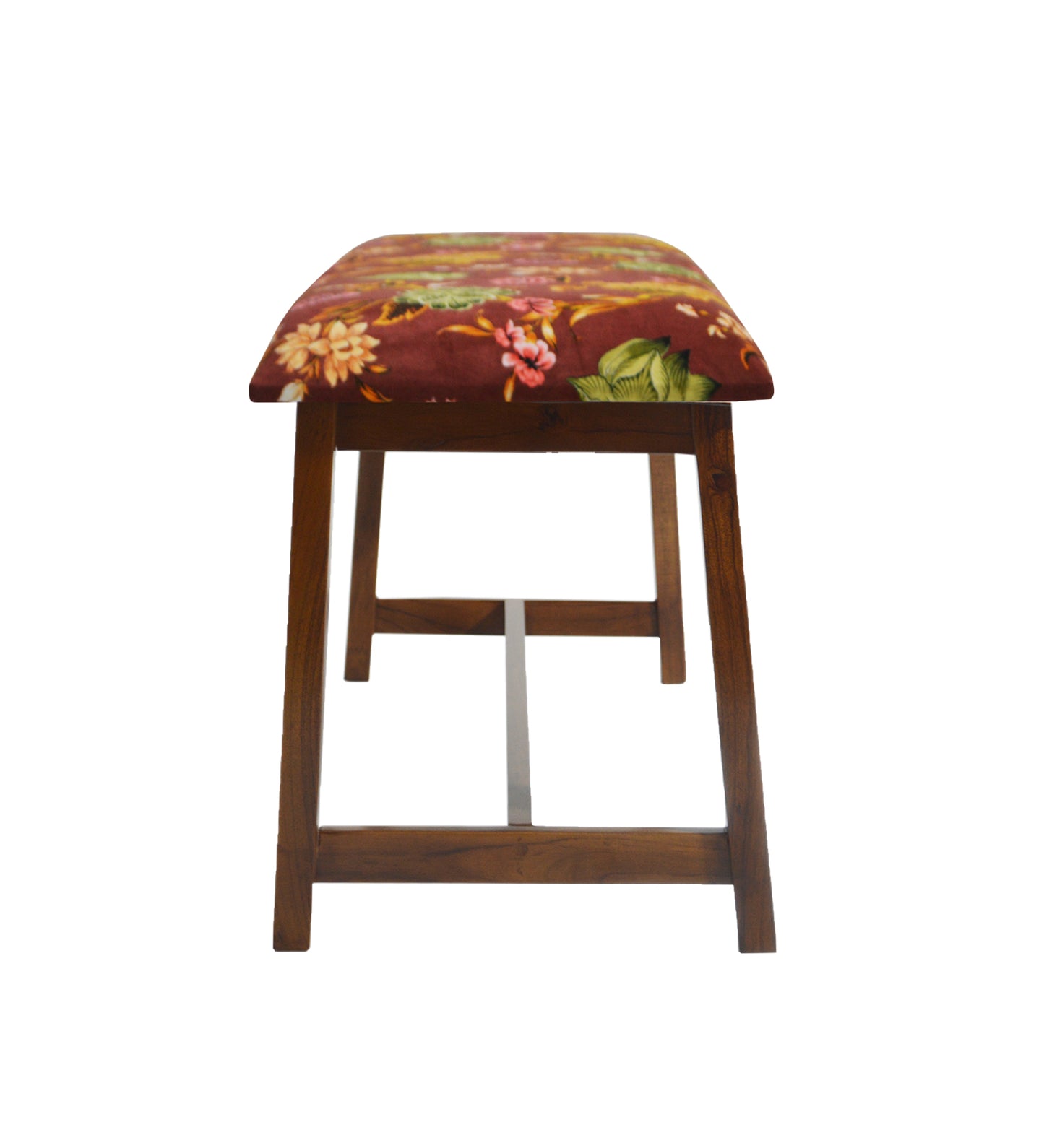 Veda Upholstered Bench (Organic Floral Maroon)