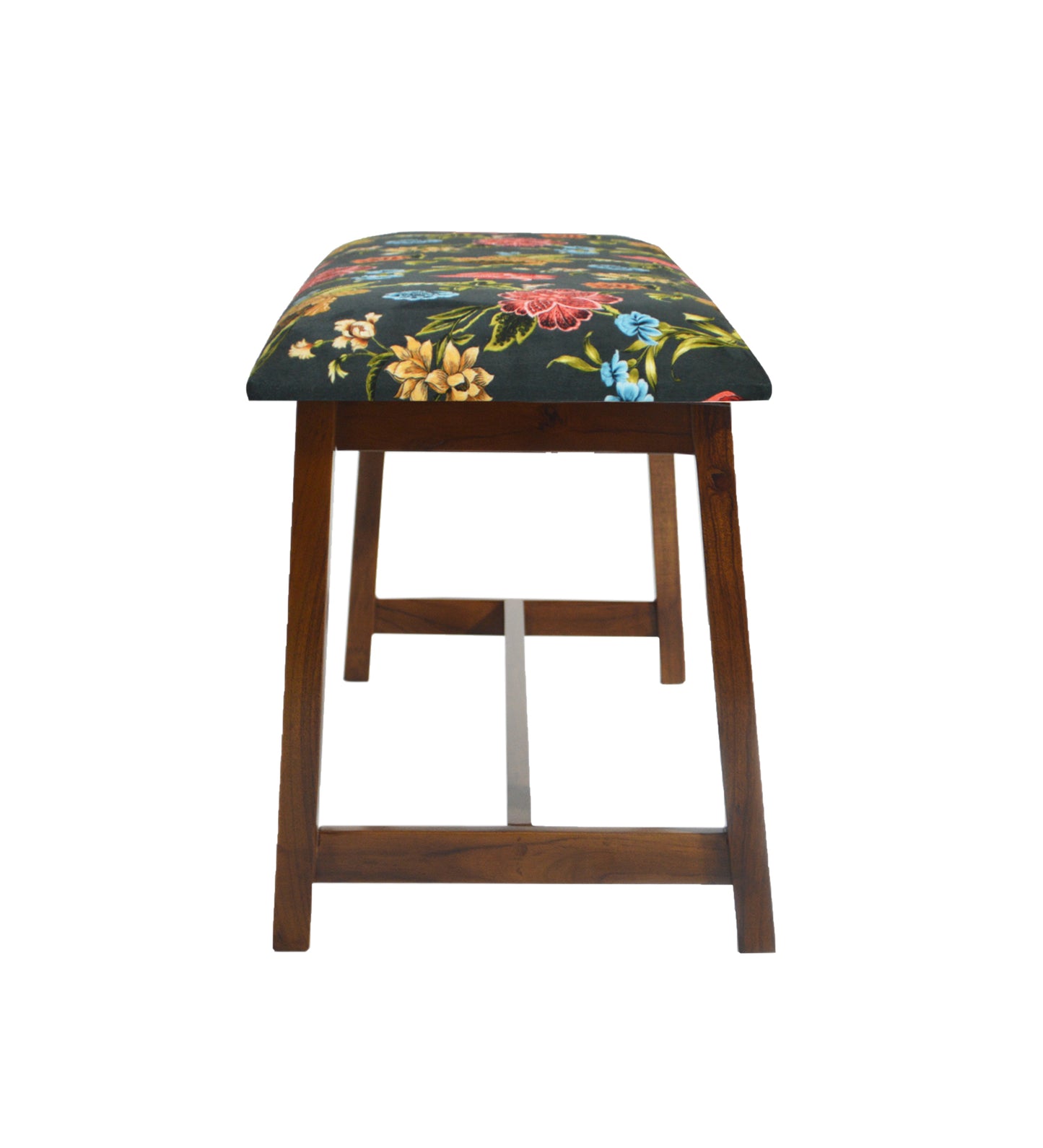 Veda Upholstered Bench (Organic Floral Pattern Black)