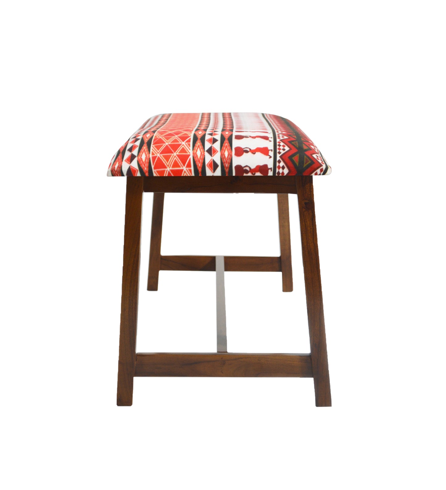 Veda Upholstered Bench (Tribal Geometric Print)