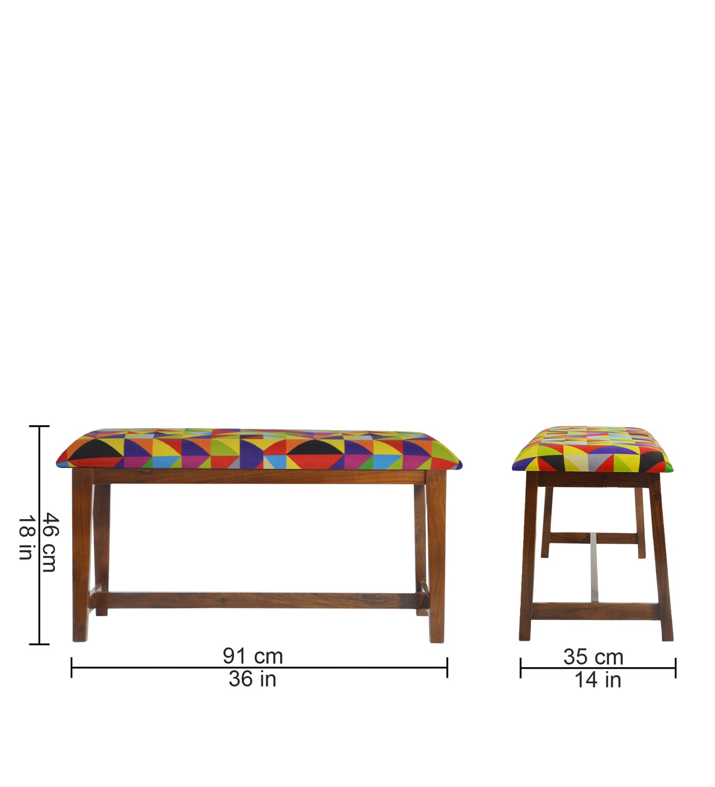 Veda Upholstered Bench (Multi-Color Triangle)