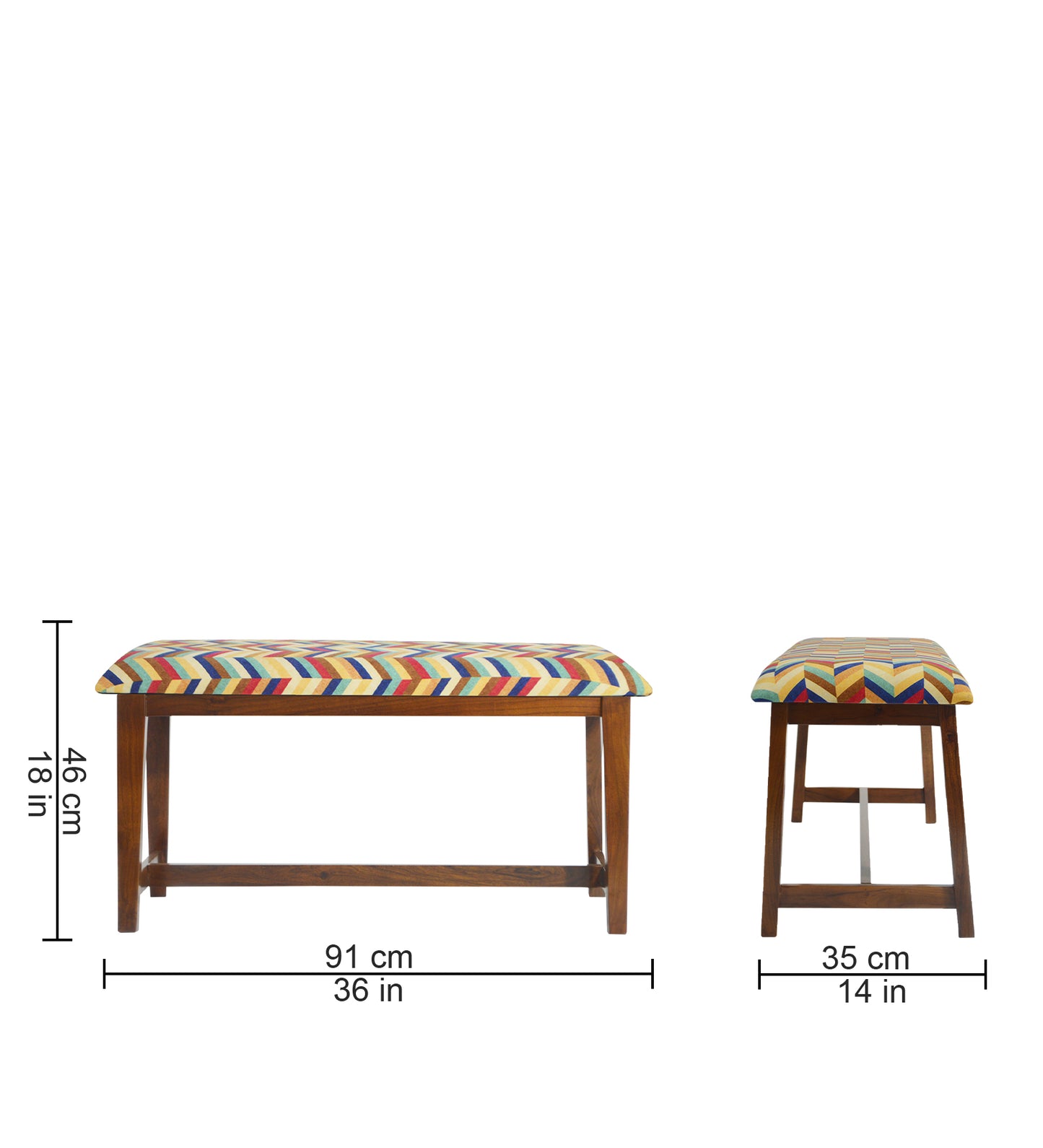 Veda Upholstered Bench (Zigzag Chevron Pattern)