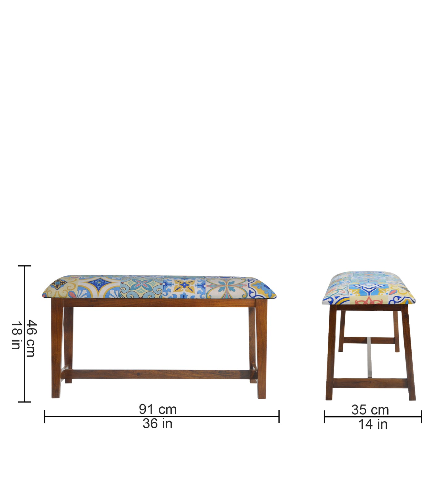 Veda Upholstered Bench (Talavera Pattern)
