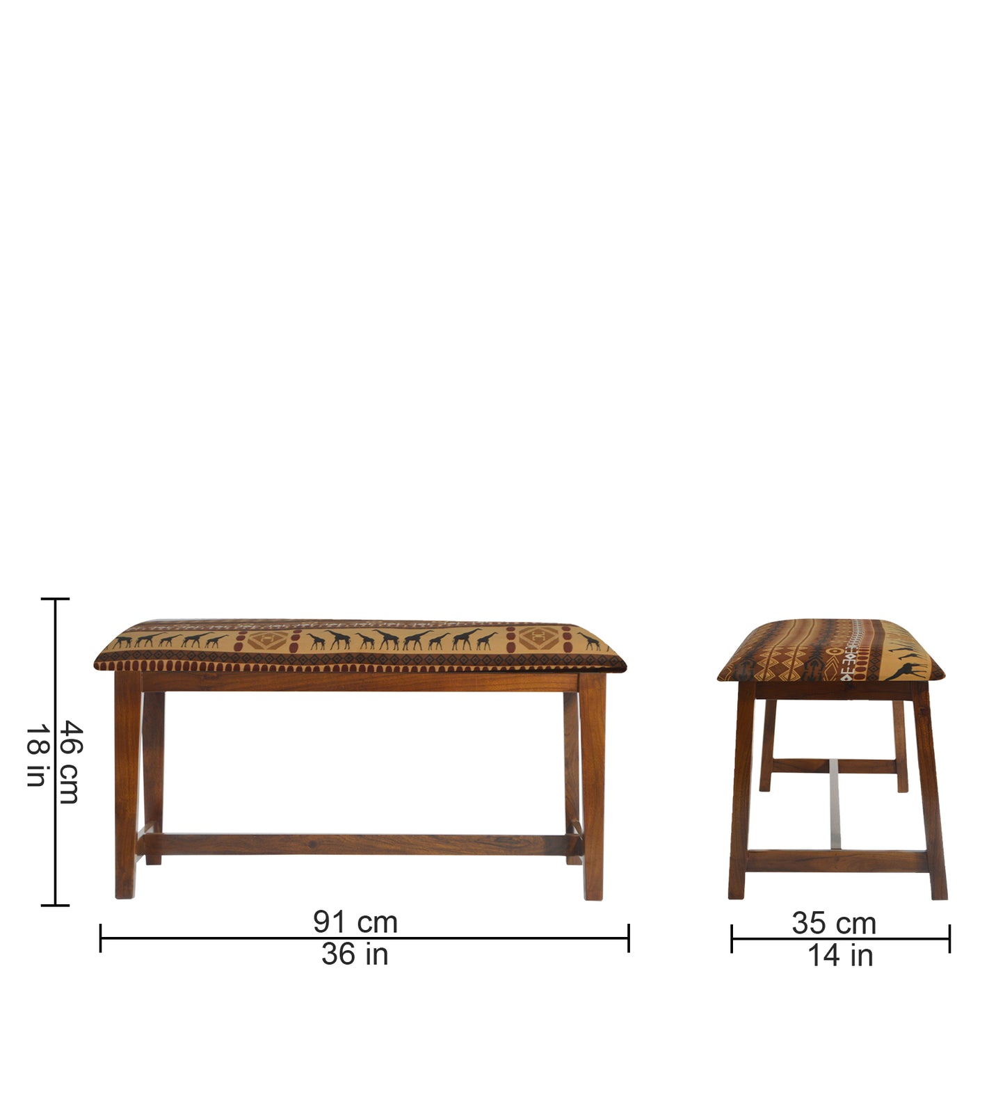Veda Upholstered Bench (Folk Art Brown)