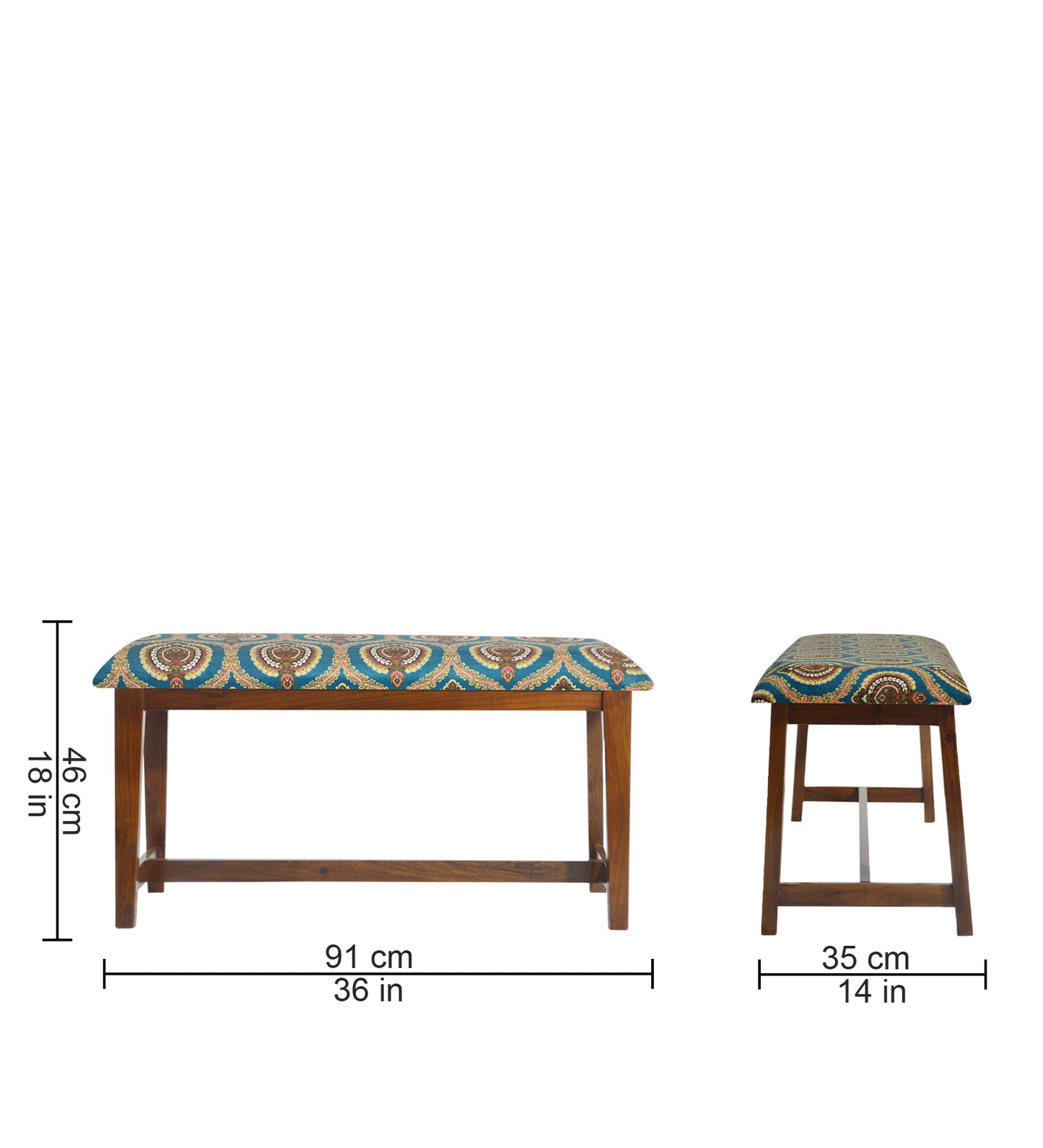 Veda Upholstered Bench (Ogee Print)