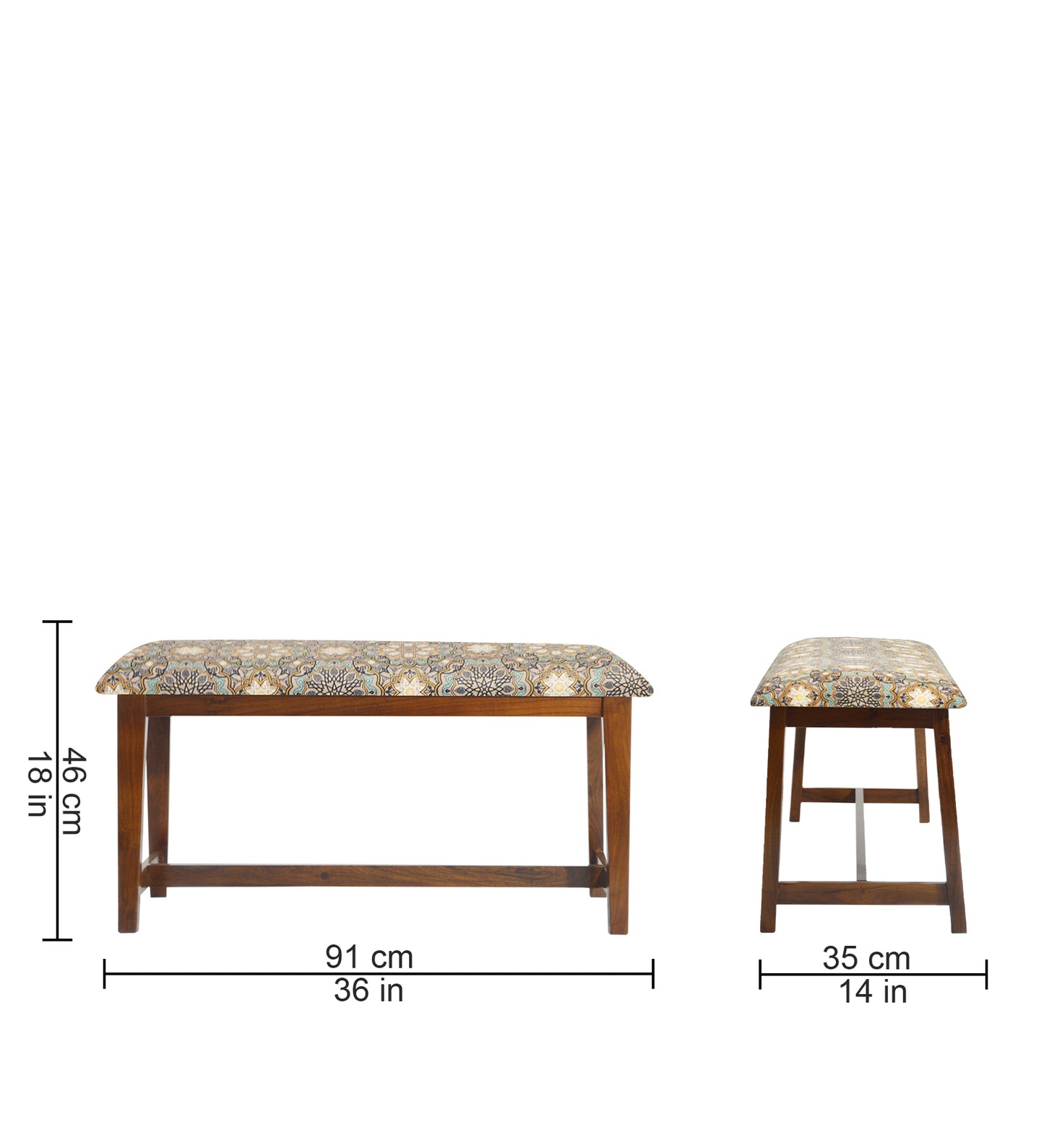 Veda Upholstered Bench (Medallion Pattern)