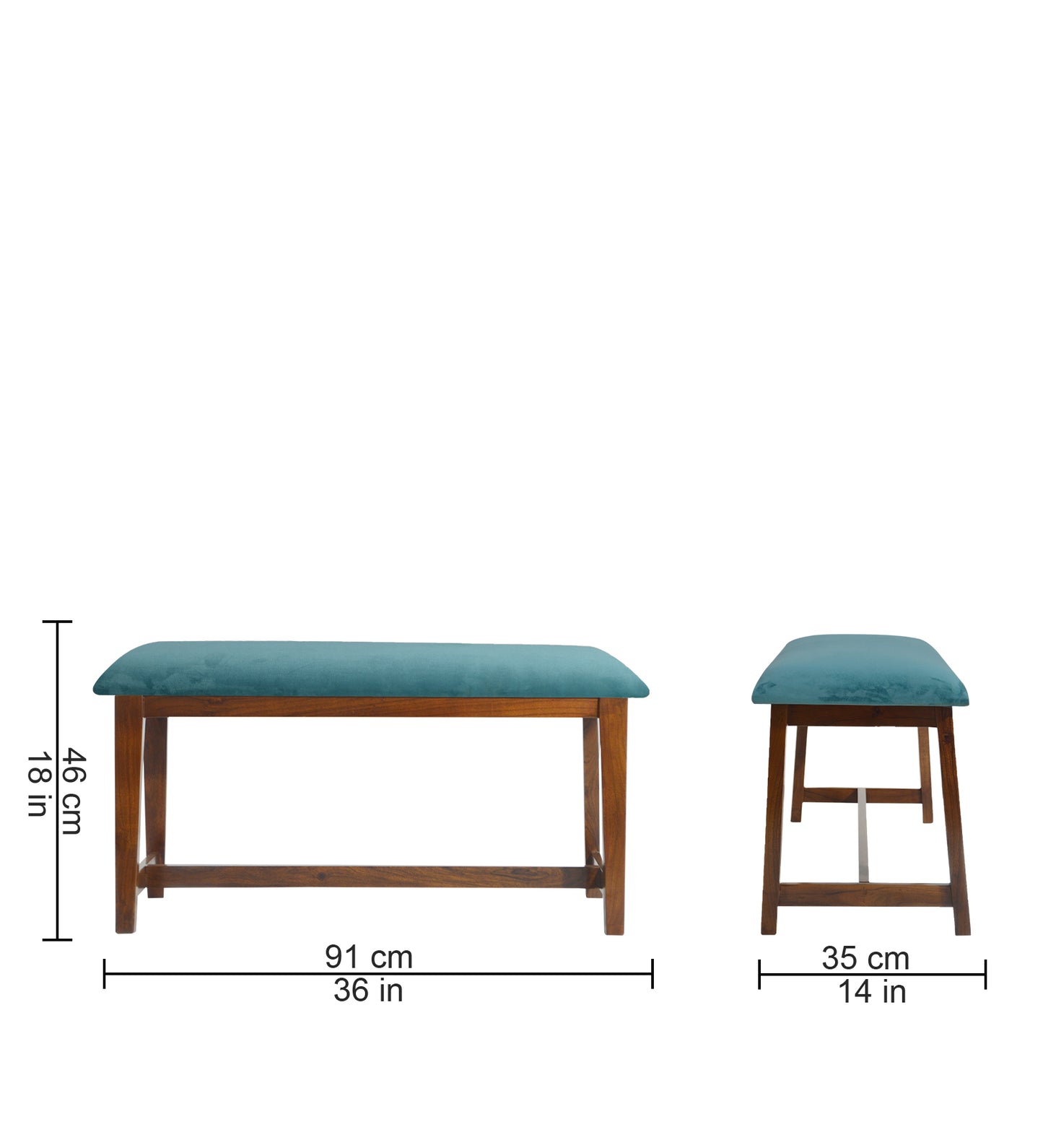 Veda Upholstered Bench (Turquoise green)