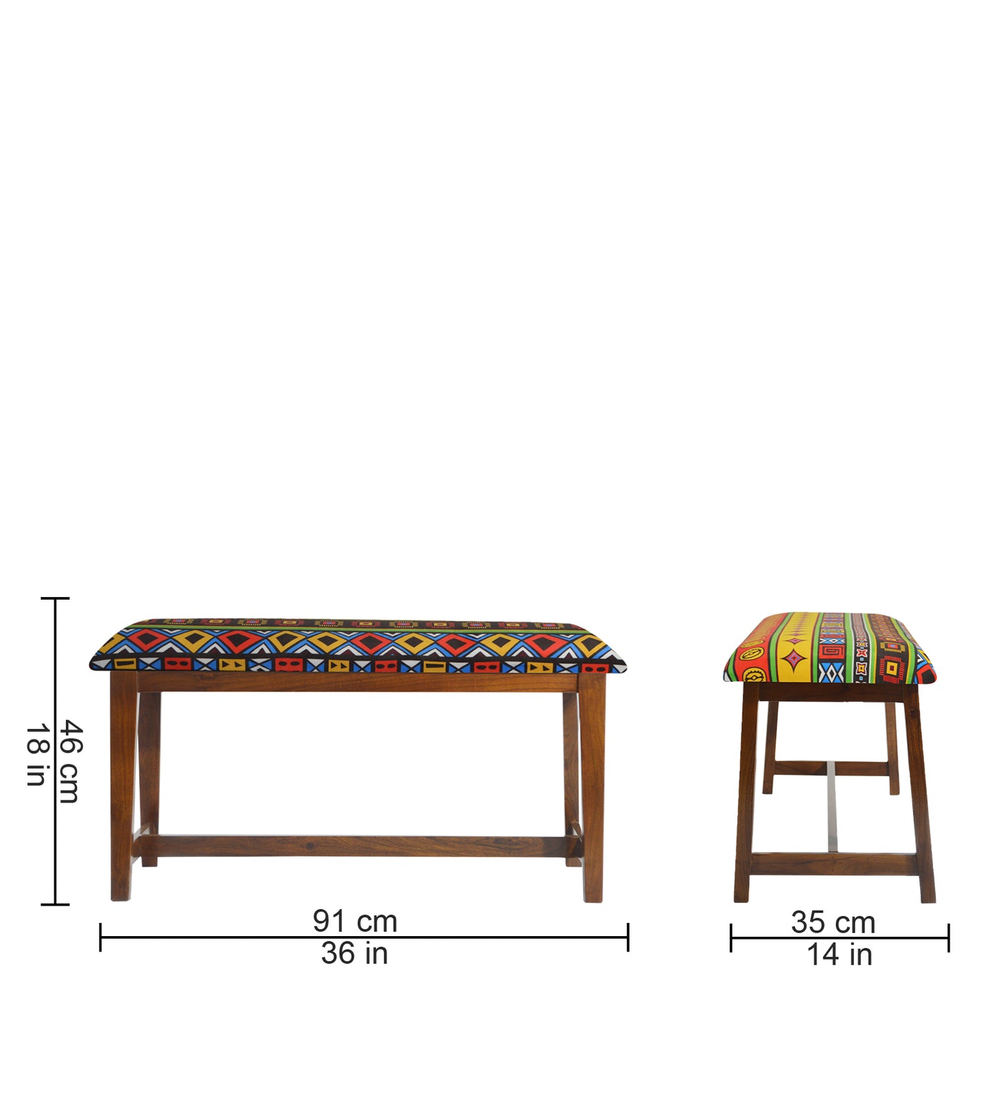 Veda Upholstered Bench (Abstract Print)
