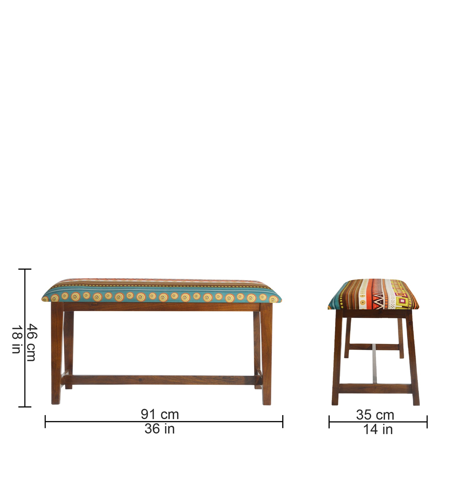 Veda Upholstered Bench (Geometric Motifs)