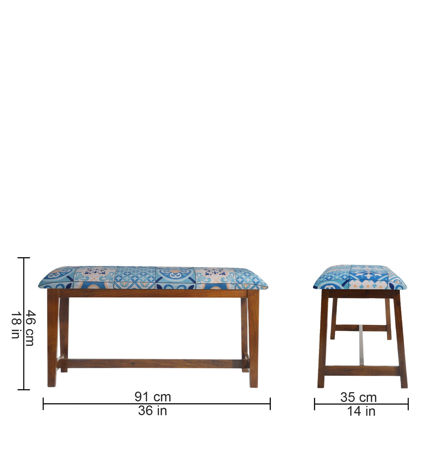 Veda Upholstered Bench (Moroccan Tile)