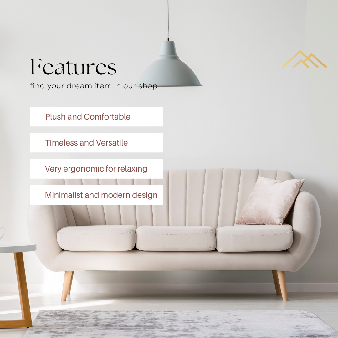 Sleek Snowdrift 3-Seater Sofa