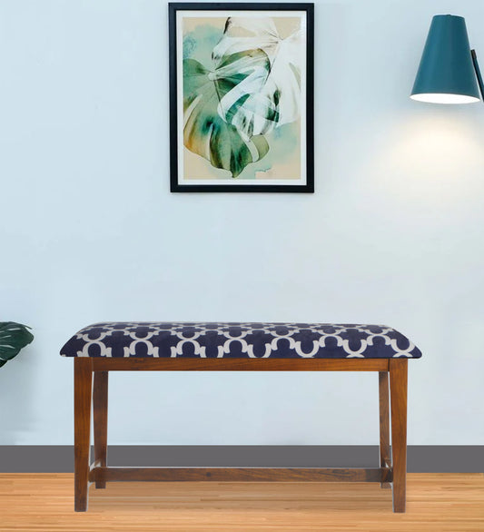 Veda Upholstered Bench (Blue-Quatrefoil) (Copy)