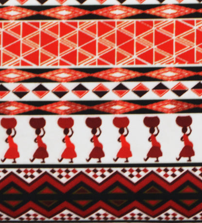 Veda Upholstered Bench (Tribal Geometric Print)