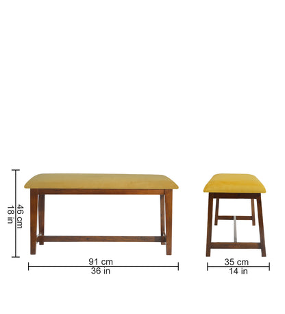 Veda Upholstered Bench (Yellow)