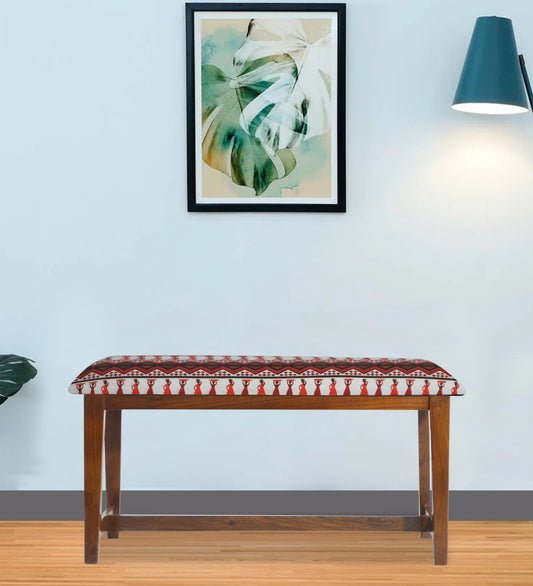 Veda Upholstered Bench (Tribal Geometric Print)