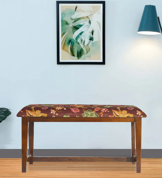 Veda Upholstered Bench (Organic Floral Maroon)