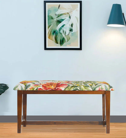 Veda Upholstered Bench (Organic Floral Pattern Tropical Floral)