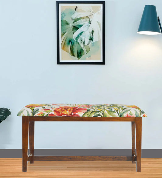 Veda Upholstered Bench (Organic Floral Pattern Tropical Floral)