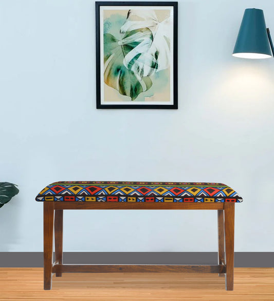 Veda Upholstered Bench (Abstract Print)