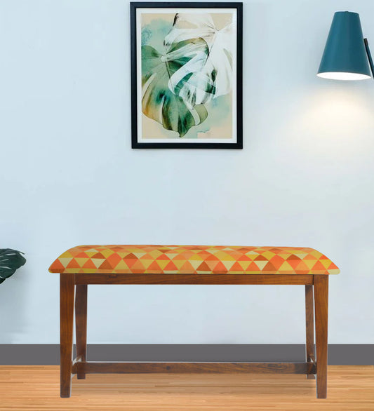 Veda Upholstered Bench (Sunset Triangle Print)
