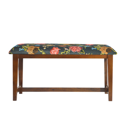 Veda Upholstered Bench (Organic Floral Pattern Black)