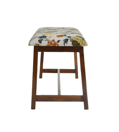 Veda Upholstered Bench (Organic Floral Pattern White)