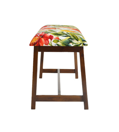 Veda Upholstered Bench (Organic Floral Pattern Tropical Floral)