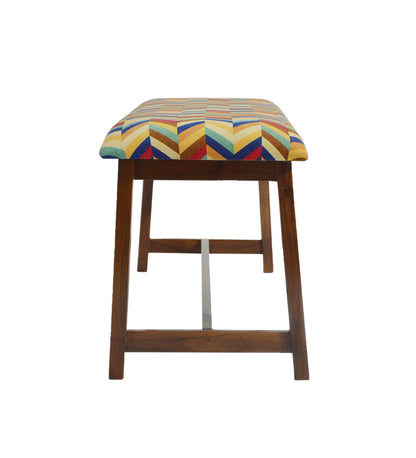 Veda Upholstered Bench (Zigzag Chevron Pattern)