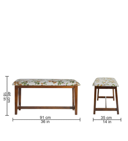 Veda Upholstered Bench (Vine floral print)