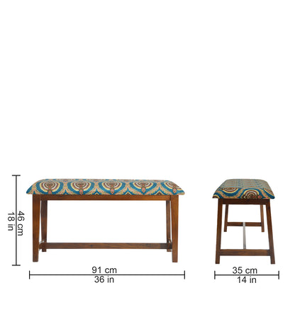 Veda Upholstered Bench (Ogee Print)
