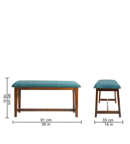 Veda Upholstered Bench (Turquoise green)