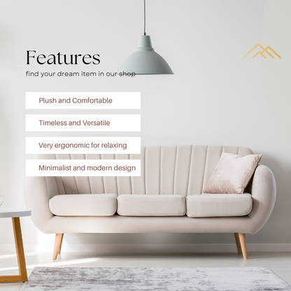 Sleek Snowdrift 3-Seater Sofa
