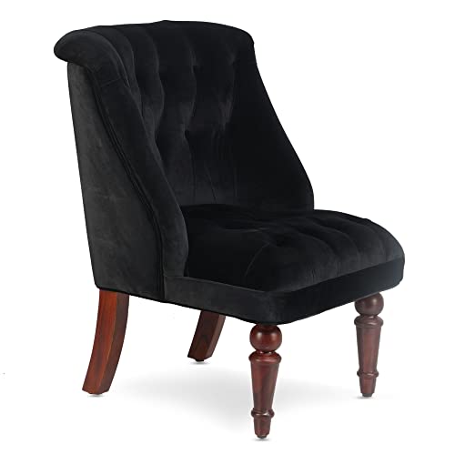 GLOBALLY INDIAN- Ludovic Accent Chair  in Royal Black Suede Velvet