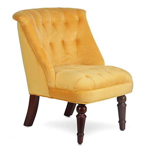 GLOBALLY INDIAN- Ludovic Accent Chair in Yellow Suede Velvet