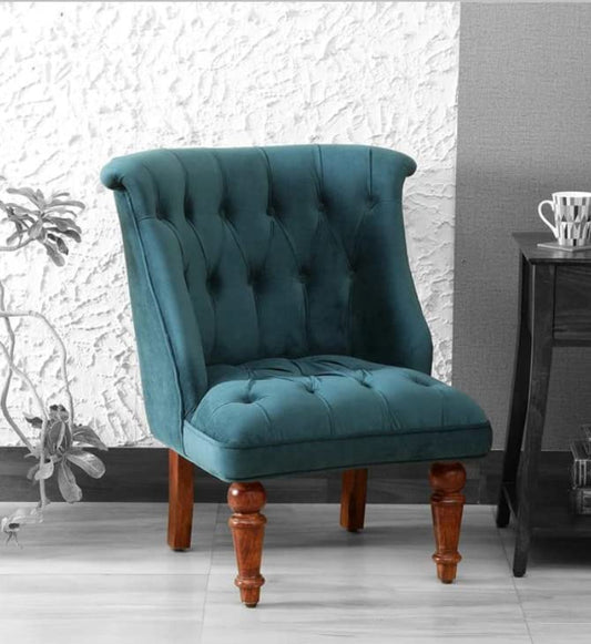 GLOBALLY INDIAN- Ludovic Accent Chair in Dark Green Suede Velvet